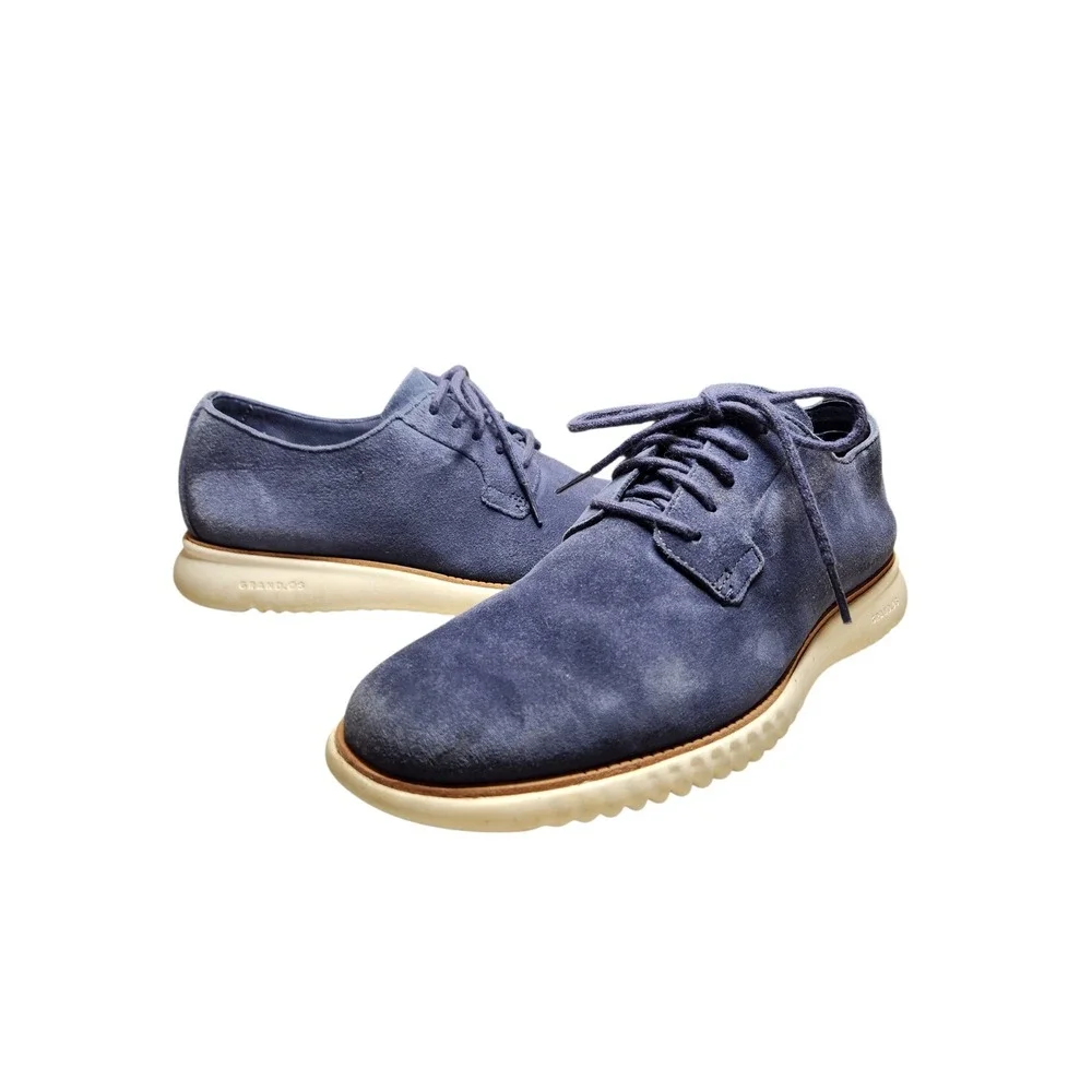 Cole Haan 2.ZEROGRAND Mens Marine Blue Suede Plain Toe Oxford Hybrid Shoes 10